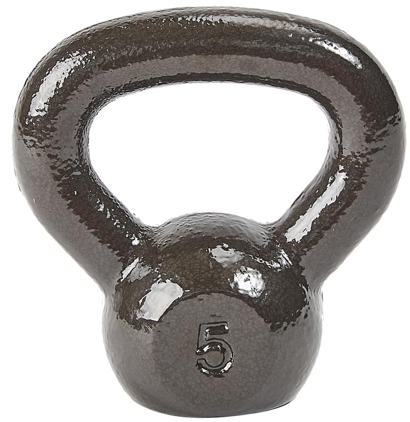 Signature Fitness Kettlebell Solid Smooth Adjustable/Cast Iron/Rubber Base for Strength Training Home Gym 5lbs