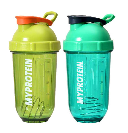 SERENITA 2 Pack Clear Water Bottles Protein Shaker 18oz for School Gym Sports