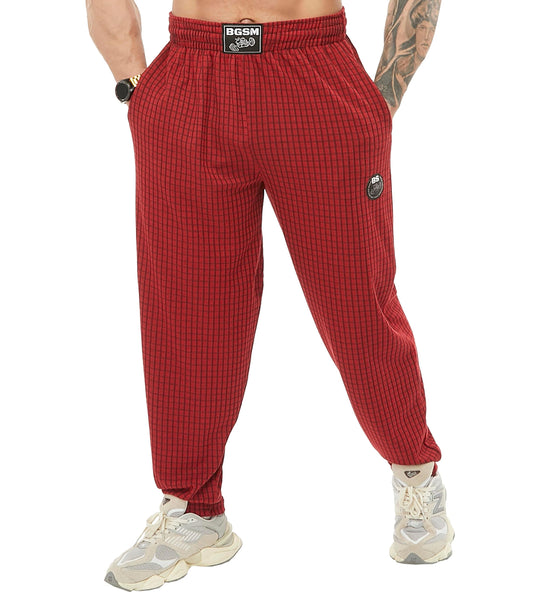 Mens Loose Fit Cotton Sweatpants with Pockets Gym Lifestyle Pants (PNT1389-RED3XL)